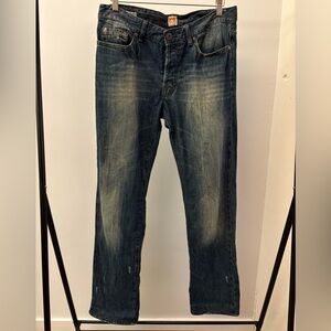 Hugo Boss Orange Label Denim Jeans “What Ever” Fit Distressed Wide Leg 34/33